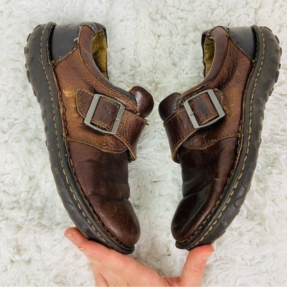 BROWNS LANDING Brown genuine Leather Buckle Loafers size 8